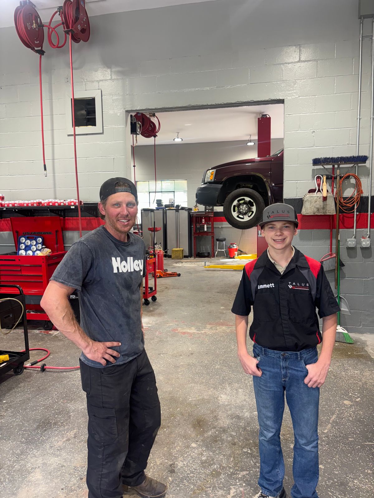 Giacomo Meccariello and his son Emmett at Talus Automotive