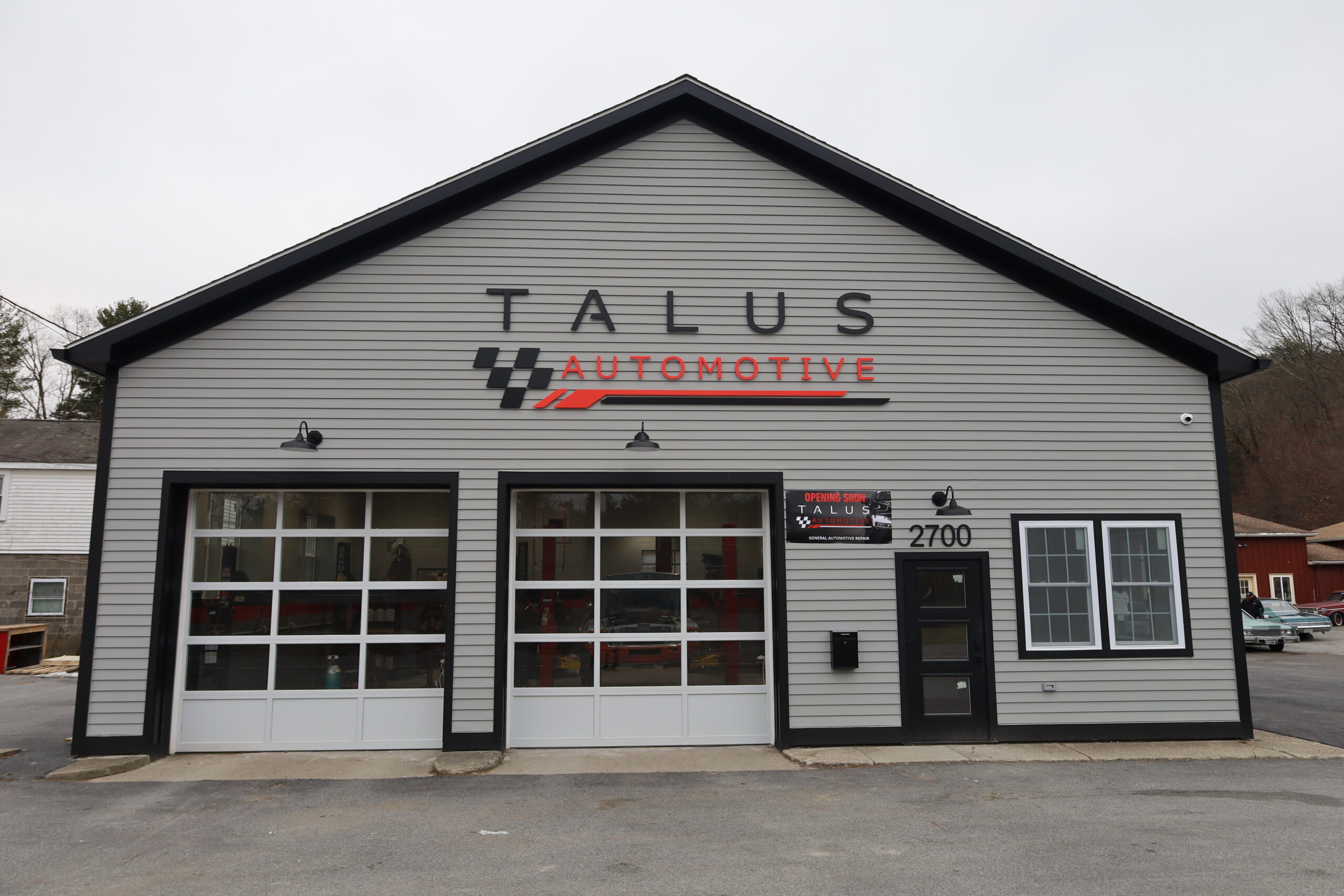 Full front of the Talus Automotive building at 2700 Route 199 in Pine Plains